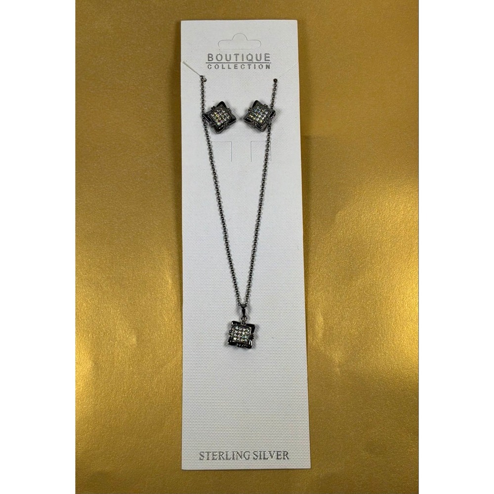 ✨ Sterling Silver Marcasite Style Necklace & Earring Set ✨